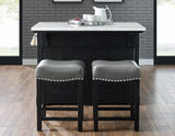 Aspen Ebony/White Marble Top Kitchen Island Set by Steve Silver at Eve Furniture
