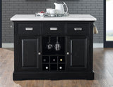Aspen Ebony/White Marble Top Kitchen Island Set by Steve Silver at Eve Furniture