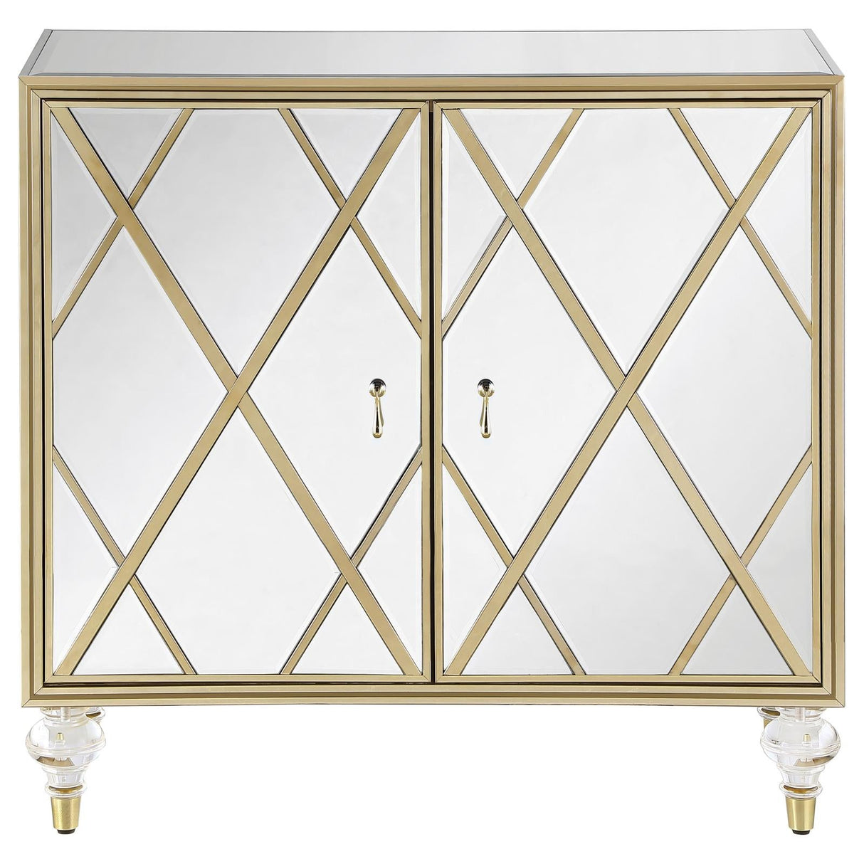 Astilbe Mirror/Champagne 2-Door Accent Cabinet