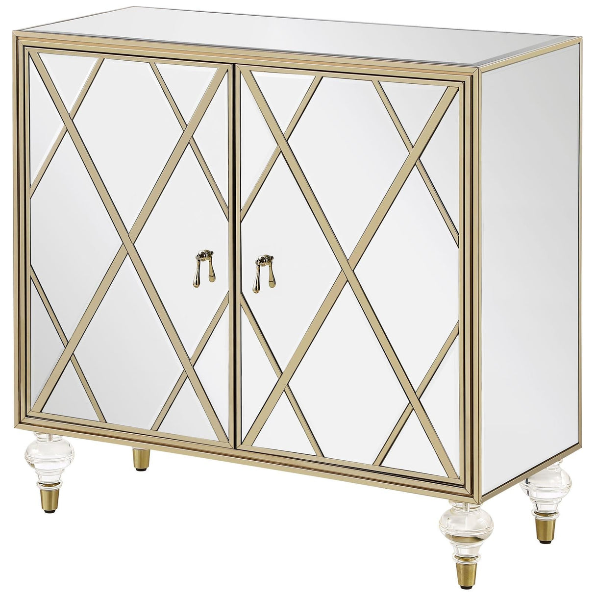 Astilbe Mirror/Champagne 2-Door Accent Cabinet