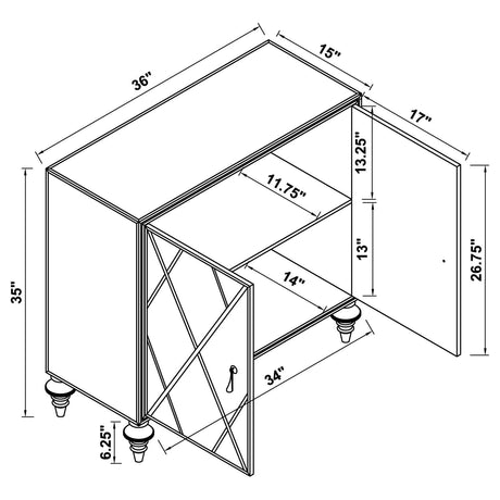 Astilbe Mirror/Champagne 2-Door Accent Cabinet by Coaster at Eve Furniture