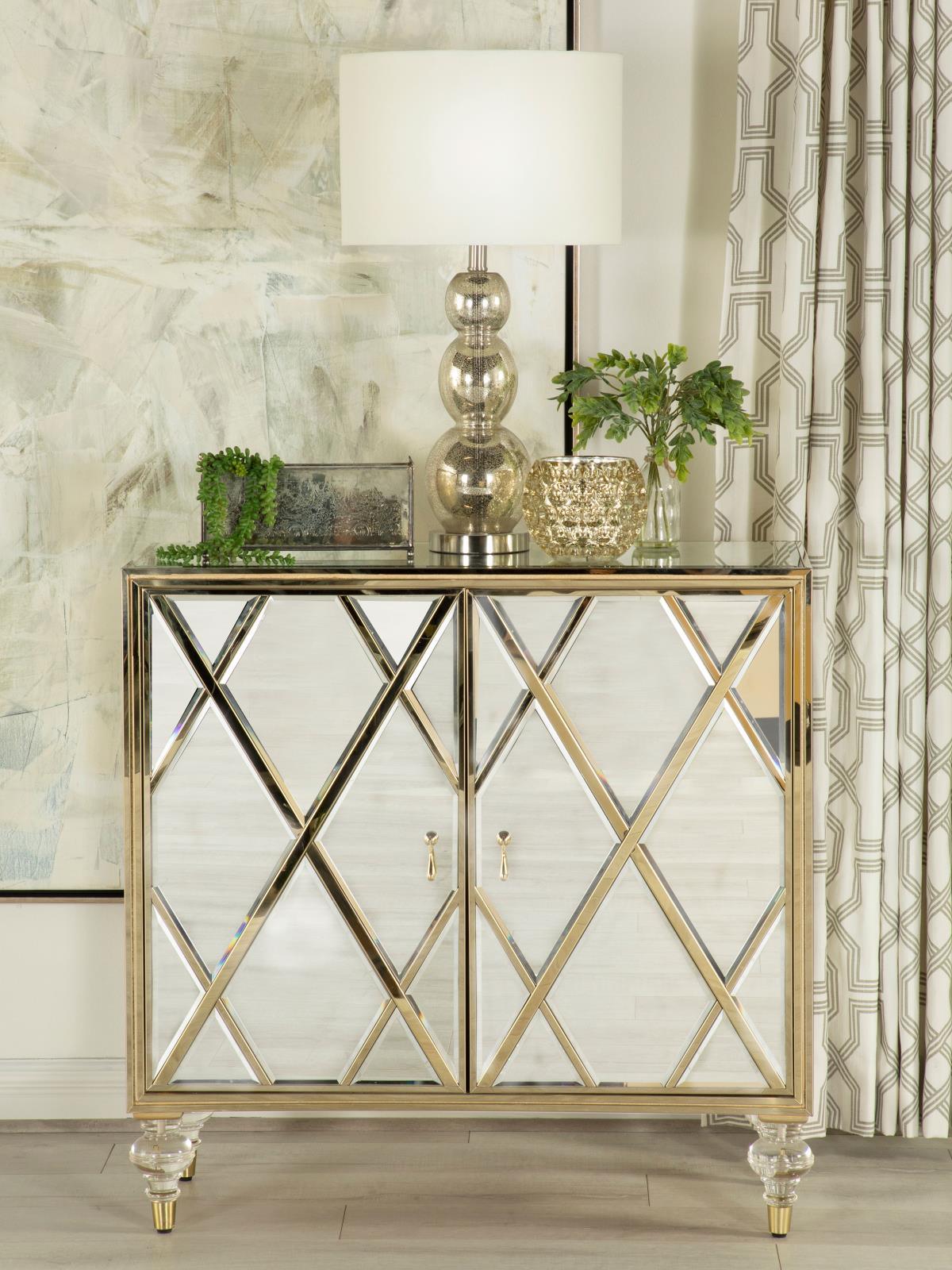 Astilbe Mirror/Champagne 2-Door Accent Cabinet by Coaster at Eve Furniture