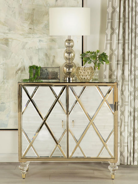 Astilbe Mirror/Champagne 2-Door Accent Cabinet by Coaster at Eve Furniture