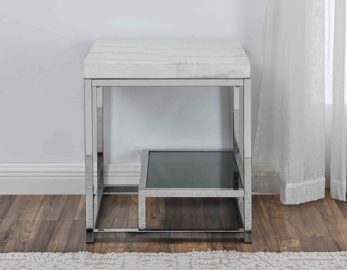 Aston White Marble End Table