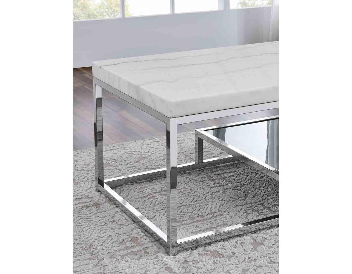 Aston White Marble End Table