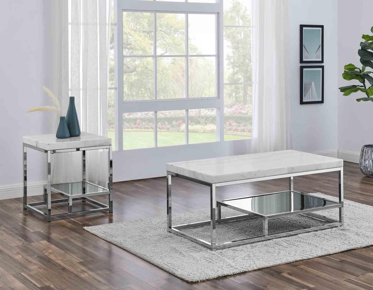 Aston White Marble End Table by Steve Silver at Eve Furniture