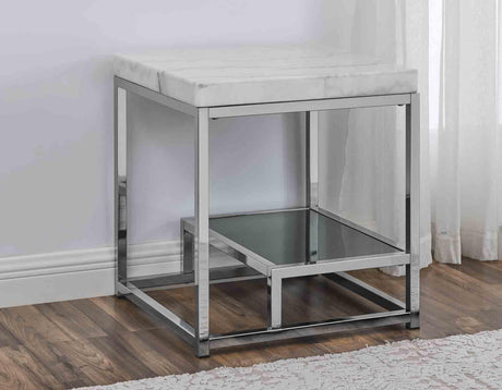 Aston White Marble End Table by Steve Silver at Eve Furniture