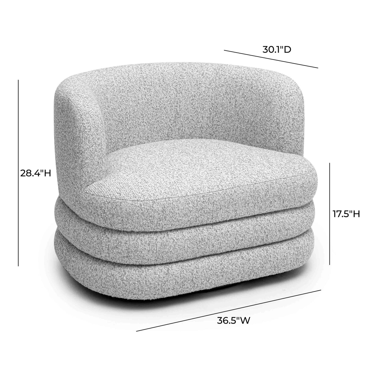 Astor Light Grey Swivel Hotel Lounge Chair by TOV Furniture at Eve Furniture