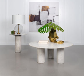 Astoria White 2-Piece Marble Coffee and End Table Set by Coaster at Eve Furniture