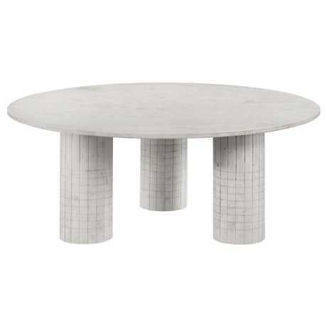 Astoria White 3-Piece Marble Coffee and End Table Set by Coaster at Eve Furniture