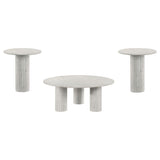 Astoria White 3-Piece Marble Coffee and End Table Set by Coaster at Eve Furniture