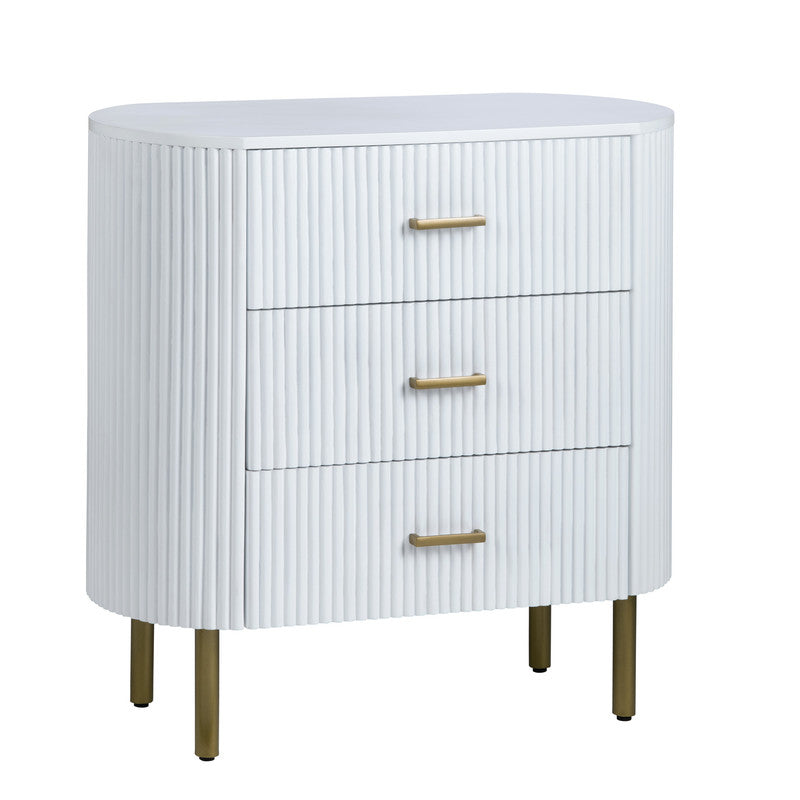 Astoria White Three-Drawer Chest by Crestview at Eve Furniture