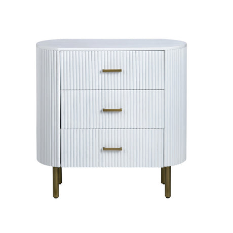 Astoria White Three-Drawer Chest by Crestview at Eve Furniture
