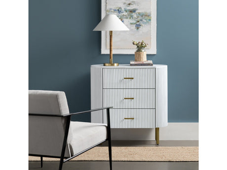 Astoria White Three-Drawer Chest by Crestview at Eve Furniture