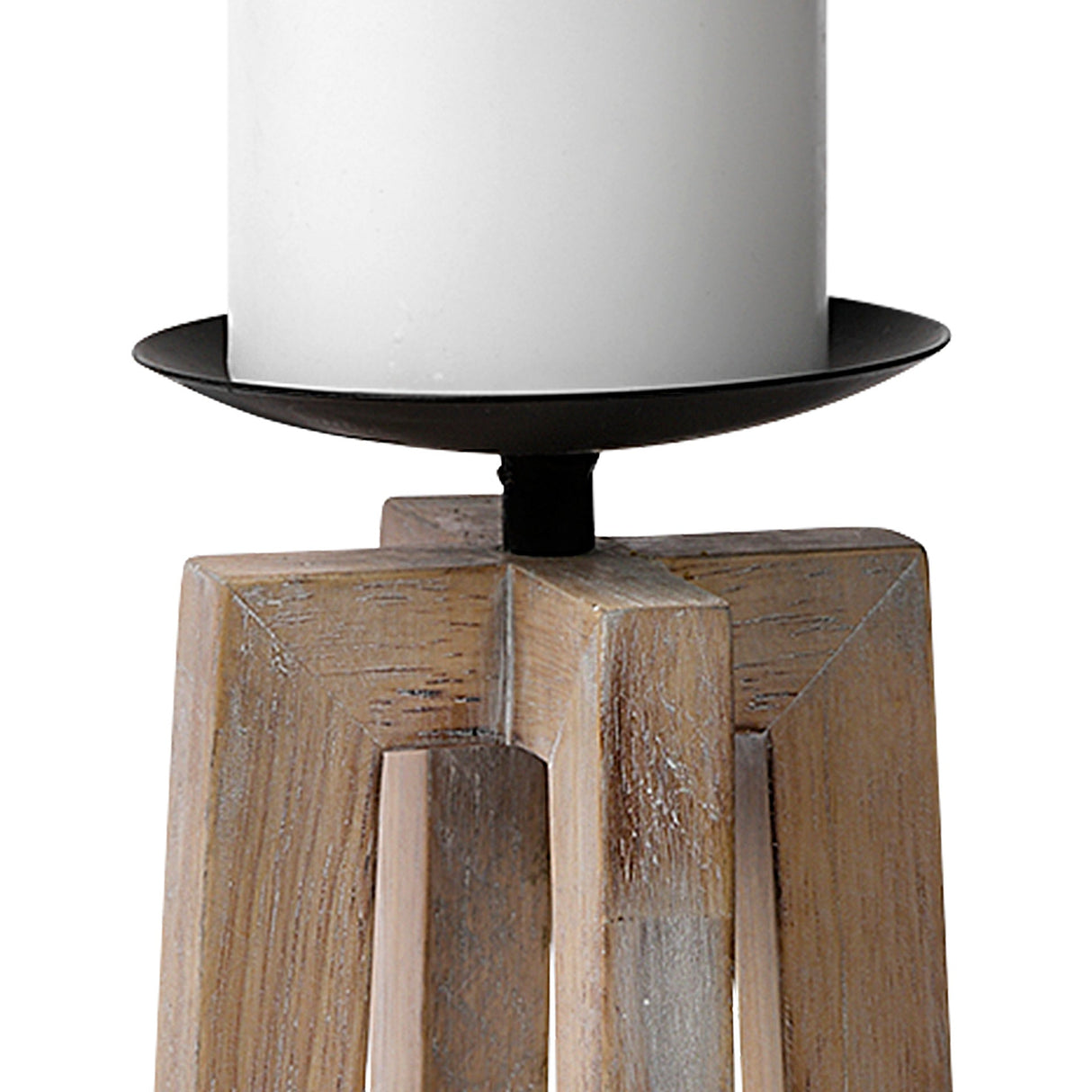 Astra Large Light Brown Wood Pedestal Base Table Candle Holder by Mercana at Eve Furniture