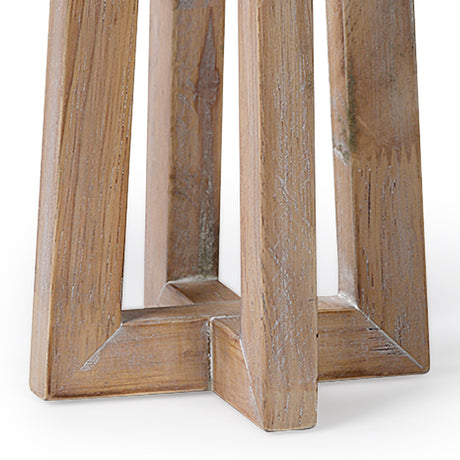 Astra Large Light Brown Wood Pedestal Base Table Candle Holder by Mercana at Eve Furniture