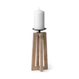 Astra Large Light Brown Wood Pedestal Base Table Candle Holder by Mercana at Eve Furniture