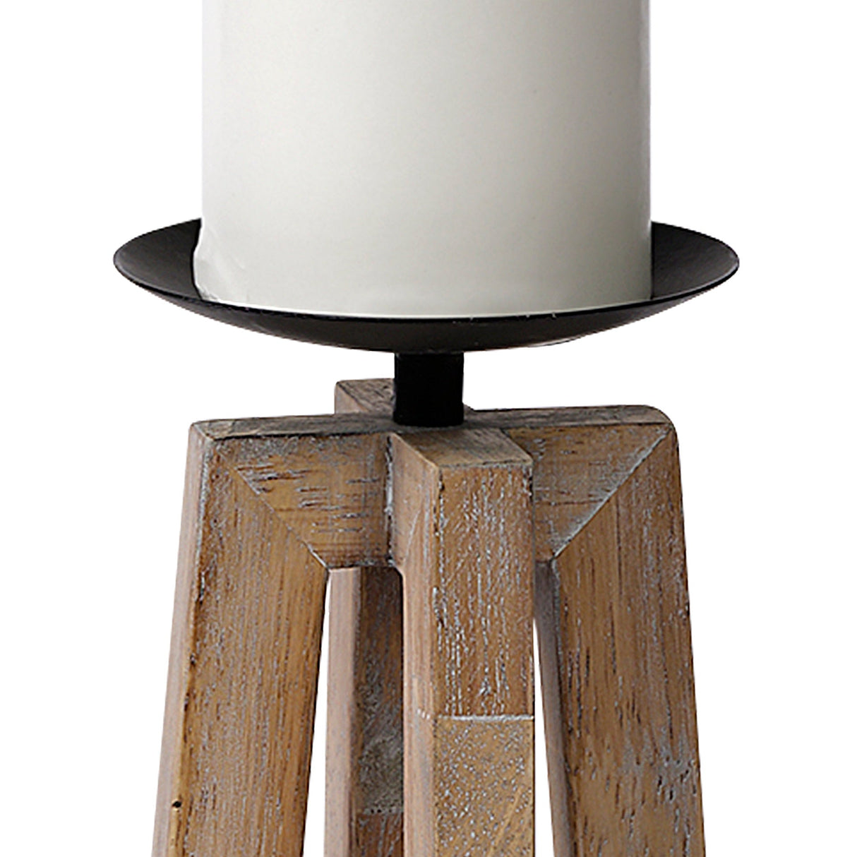 Astra Small Light Brown Wood Pedestal Base Table Candle Holder by Mercana at Eve Furniture