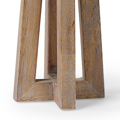Astra Small Light Brown Wood Pedestal Base Table Candle Holder by Mercana at Eve Furniture
