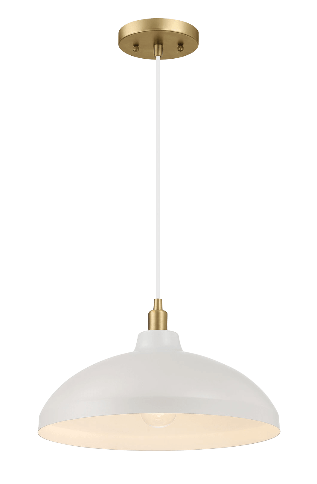 Astral Single Light White Pendant Lamp with Golder Brass Finish for Entrance Kitchen Island 14"D × 8"H