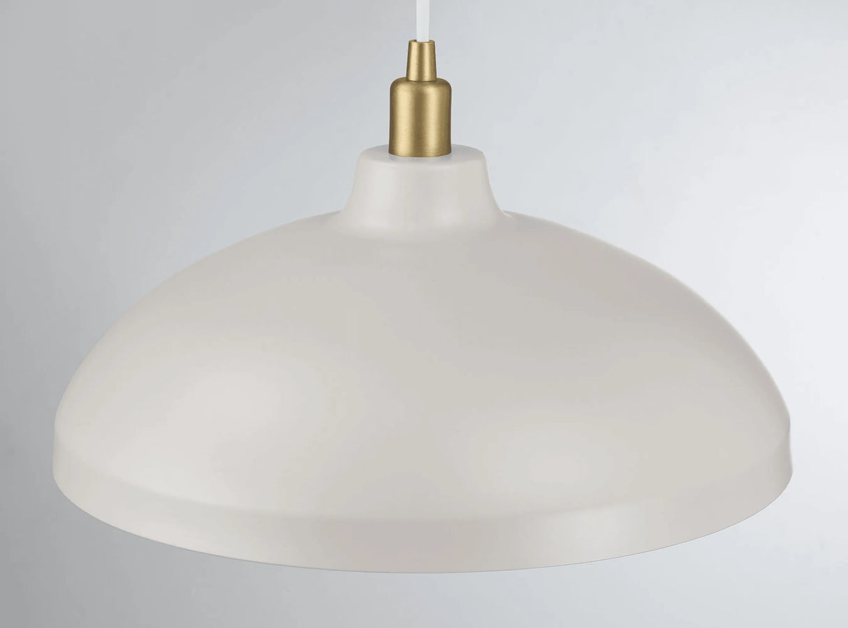 Astral Single Light White Pendant Lamp with Golder Brass Finish for Entrance Kitchen Island 14"D × 8"H by Ashcroft Furniture at Eve Furniture