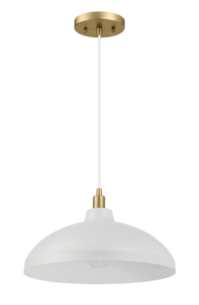Astral Single Light White Pendant Lamp with Golder Brass Finish for Entrance Kitchen Island 14"D × 8"H by Ashcroft Furniture at Eve Furniture