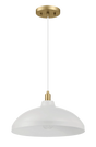 Astral Single Light White Pendant Lamp with Golder Brass Finish for Entrance Kitchen Island 14"D × 8"H by Ashcroft Furniture at Eve Furniture