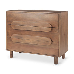 Astrid 36L x 17W x 30.3H Medium Brown Solid Wood 3 Drawer Cabinet by Mercana at Eve Furniture