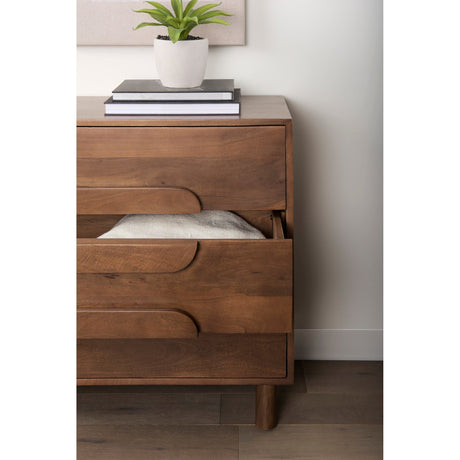 Astrid Medium Brown Solid Wood 3 Drawer Cabinet by Mercana at Eve Furniture