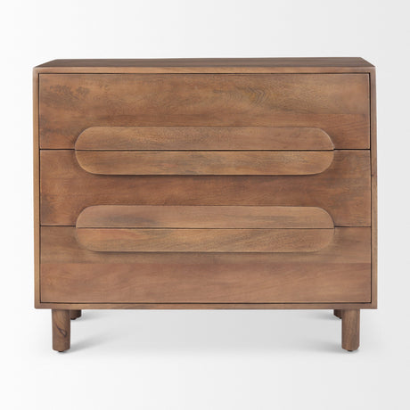Astrid Medium Brown Solid Wood 3 Drawer Cabinet by Mercana at Eve Furniture