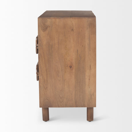 Astrid Medium Brown Solid Wood 3 Drawer Cabinet by Mercana at Eve Furniture