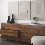 Astrid Medium Brown Solid Wood 6 Drawer Sideboard by Mercana at Eve Furniture