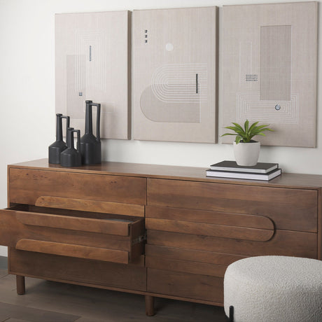 Astrid Medium Brown Solid Wood 6 Drawer Sideboard by Mercana at Eve Furniture