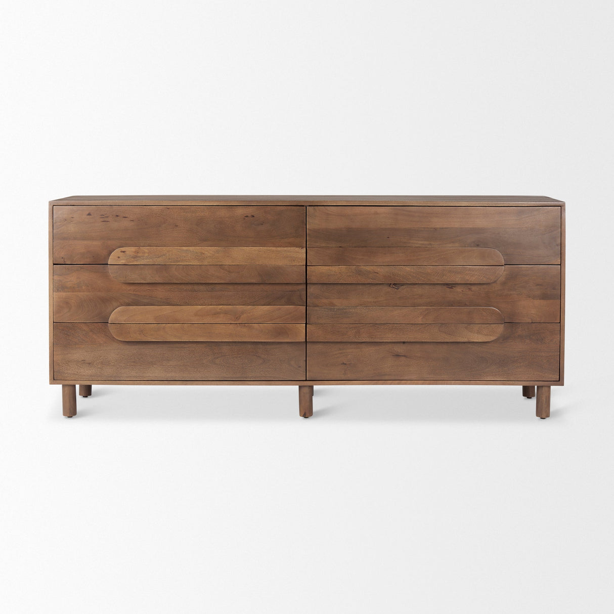 Astrid Medium Brown Solid Wood 6 Drawer Sideboard by Mercana at Eve Furniture
