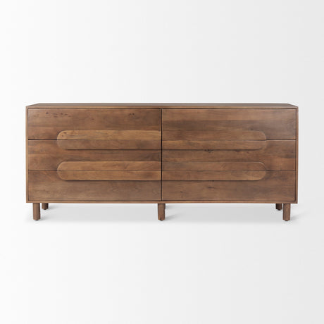 Astrid Medium Brown Solid Wood 6 Drawer Sideboard by Mercana at Eve Furniture