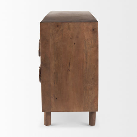 Astrid Medium Brown Solid Wood 6 Drawer Sideboard by Mercana at Eve Furniture