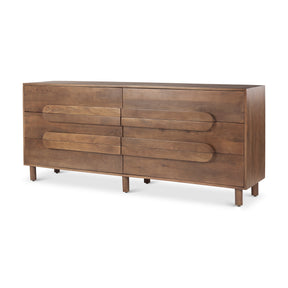Astrid Medium Brown Solid Wood 6 Drawer Sideboard by Mercana at Eve Furniture