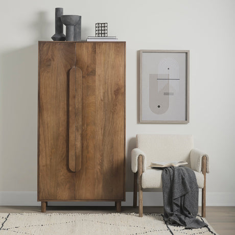 Astrid Medium Brown Solid Wood Armoire by Mercana at Eve Furniture