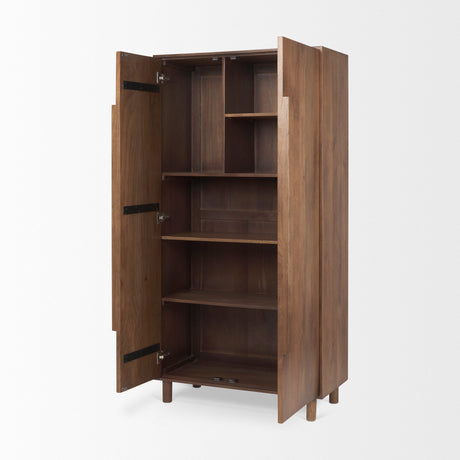 Astrid Medium Brown Solid Wood Armoire by Mercana at Eve Furniture