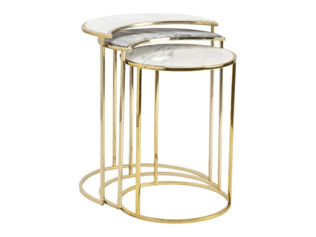 Astronomy Gold/White 3-Piece Nesting Tables by Crestview at Eve Furniture