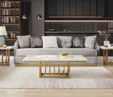Asyiah Gray/Gold Luxury Velvet Sofa by Homey Design at Eve Furniture