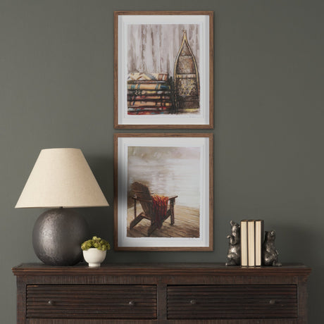 At The Cabin II by Mercana Studio Hand Embelished Framed Artwork Matted under Glass by Mercana at Eve Furniture