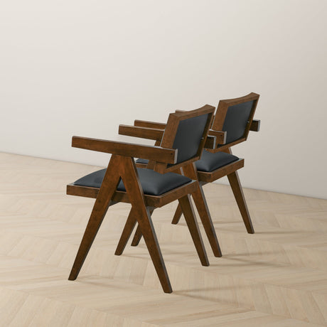 Athena Black Vegan Leather Dining Chair (Set Of 2) by Ashcroft Imports at Eve Furniture