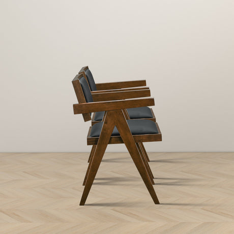 Athena Black Vegan Leather Dining Chair (Set Of 2) by Ashcroft Imports at Eve Furniture