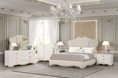 Athena Cream Bedroom Set by Cosmos Furniture at Eve Furniture