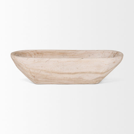 Athena Extra Large Oblong Light-Wash Reclaimed Wood Bowl by Mercana at Eve Furniture