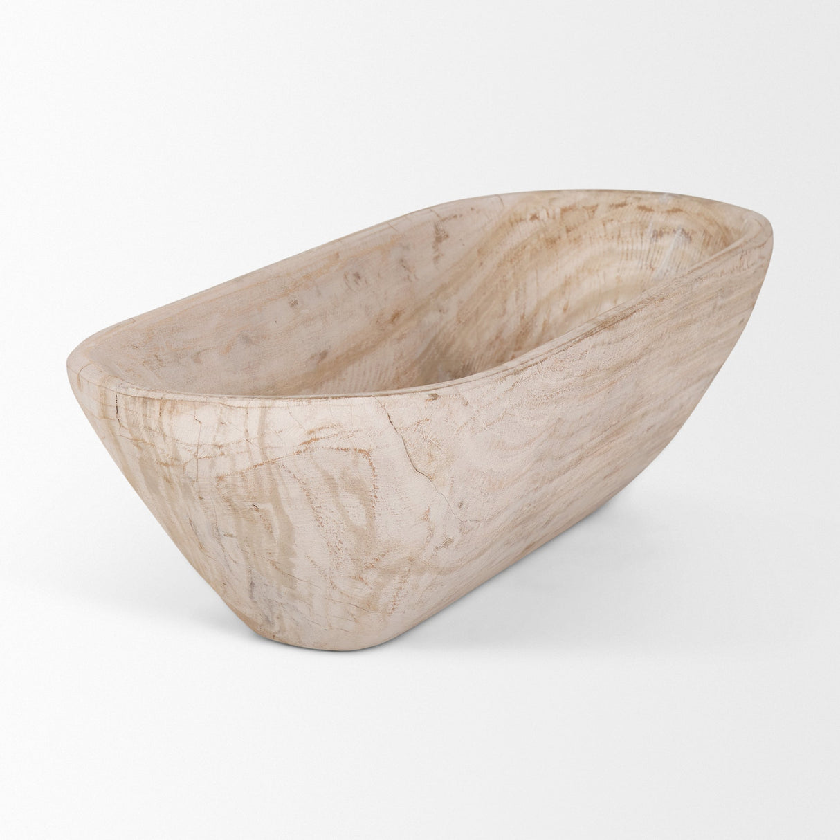 Athena Extra Large Oblong Light-Wash Reclaimed Wood Bowl by Mercana at Eve Furniture