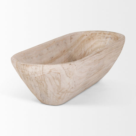 Athena Extra Large Oblong Light-Wash Reclaimed Wood Bowl by Mercana at Eve Furniture