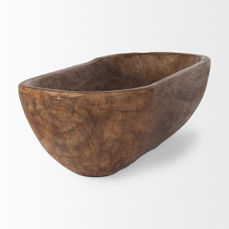 Athena Extra Large Oblong Medium Brown Reclaimed Wood Bowl by Mercana at Eve Furniture