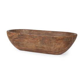 Athena Extra Large Oblong Medium Brown Reclaimed Wood Bowl by Mercana at Eve Furniture